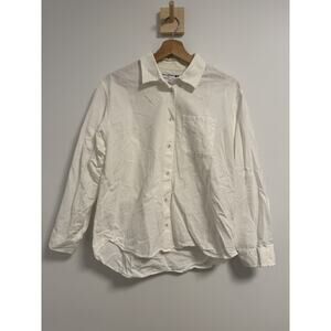 Ines de la Fressange x Uniqlo Cotton Button-Up Long-Sleve Shirt White Size Large